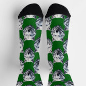 Weißes Wolfskopf-Musterdesign Grün Socken (Oben)