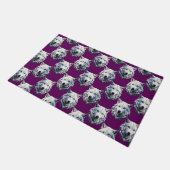 Weißes Wolfskopf-Musterdesign Lila Fußmatte (Schrägansicht)