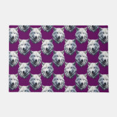 Weißes Wolfskopf-Musterdesign Lila Fußmatte (Vorderseite)
