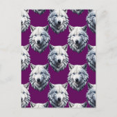 Weißes Wolfskopf-Musterdesign Lila Postkarte (Vorderseite)