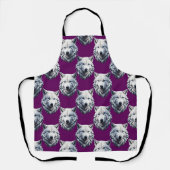 Weißes Wolfskopf-Musterdesign Lila Schürze (Vorderseite)