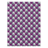 Weißes Wolfskopf-Musterdesign Lila Tischdecke (Vorderseite)