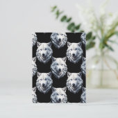 Weißes Wolfskopf-Musterdesign Postkarte (Stehend Vorderseite)
