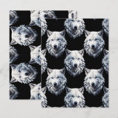 Weißes Wolfskopf-Musterdesign Postkarte (Vorne/Hinten)