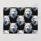 Weißes Wolfskopf-Musterdesign Postkarte (Rückseite)