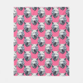 Weißes Wolfskopf-Musterdesign Rosa Fleecedecke (Vorderseite)