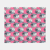 Weißes Wolfskopf-Musterdesign Rosa Fleecedecke (Vorderseite (Horizontal))