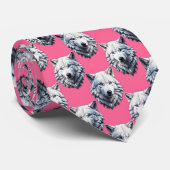 Weißes Wolfskopf-Musterdesign Rosa Krawatte (Gerollt)