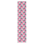 Weißes Wolfskopf-Musterdesign Rosa Kurzer Tischläufer (Vorderseite)