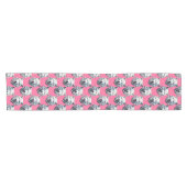 Weißes Wolfskopf-Musterdesign Rosa Kurzer Tischläufer (Horizontal)