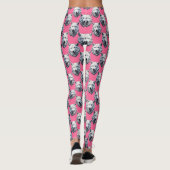 Weißes Wolfskopf-Musterdesign Rosa  Leggings (Rückseite)