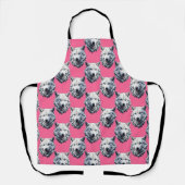 Weißes Wolfskopf-Musterdesign Rosa  Schürze (Vorderseite)