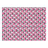 Weißes Wolfskopf-Musterdesign Rosa Tischdecke (Vorderseite (Horizontal))