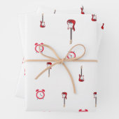 Weißes Wrapping Sheet WIth Gitarre und Uhr Geschenkpapier Set (Beispiel)