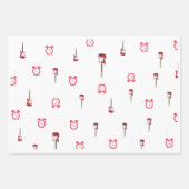 Weißes Wrapping Sheet WIth Gitarre und Uhr Geschenkpapier Set (Vorderseite)