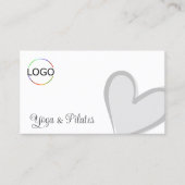 Weißes, wunderschönes graues Herz mit Logos und Fo Visitenkarte (Vorderseite)