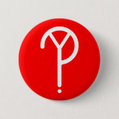 Weißes Y? Symbol auf Rot Button (Vorderseite)