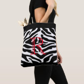 Weißes Zebra-Muster über jede Farbe mit Monogramm Tasche (Von Nahem)