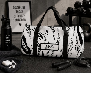 Weißes Zebrastreifenmuster Duffle Bag