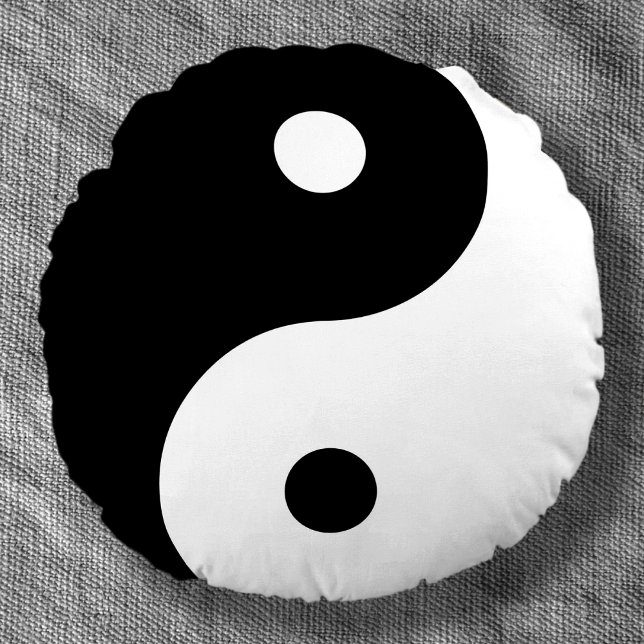 Weißes Zen-Yin-Yang-Symbol Rundes Kissen (Von Creator hochgeladen)