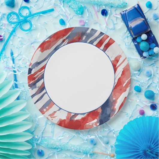 Weißes Zentrum mit Abstraktem Muster für Wasserfar Pappteller (Party)