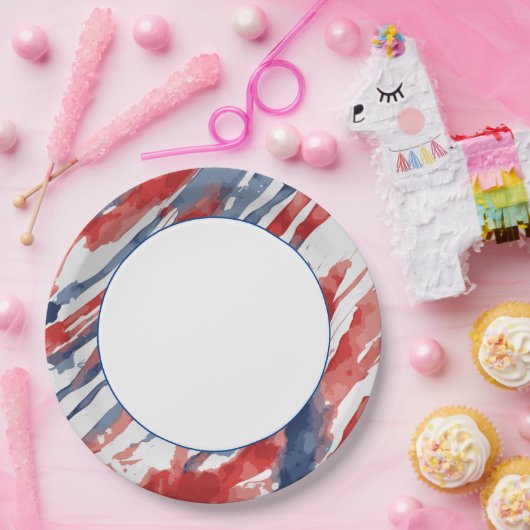 Weißes Zentrum mit Abstraktem Muster für Wasserfar Pappteller (Party)