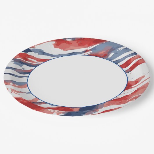 Weißes Zentrum mit Abstraktem Muster für Wasserfar Pappteller (Schrägansicht)