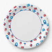 Weißes Zentrum mit blauer Grenze und Patriotischem Pappteller (Vorderseite)