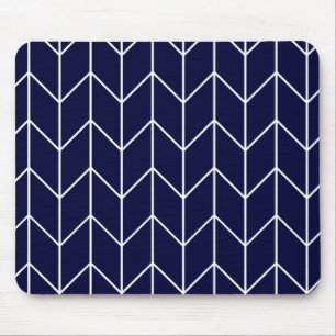 Weißes Zickzack auf Marine-Blaumodernem Chic Mousepad