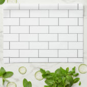 Weißes Ziegeldesign Geschirrtuch (Gefaltet)