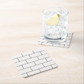 Weißes Ziegelmuster Rechteckiger Pappuntersetzer (Vor Ort)