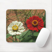 Weißes Zinnia und Rotes Zinnia Mousepad (Mit Mouse)