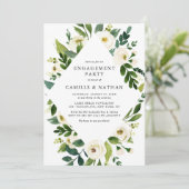 Weißfarbene Blume Frame Engagement Party Einladung (Stehend Vorderseite)