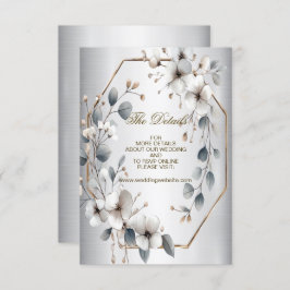 Weißfarbene Blume Golden Frame Silber Aquamarin Begleitkarte