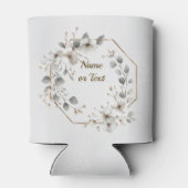 Weißfarbene Blume Golden Frame Silber Aquamarin Dosenkühler (Rückseite)