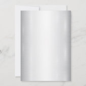 Weißfarbene Blume Golden Frame Silber Aquamarin Einladung (Rückseite)