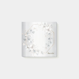 Weißfarbene Blume Golden Frame Silber Aquamarin Post-it Klebezettel