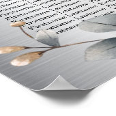 Weißfarbene Blume Golden Frame Silber Aquamarin Poster (Ecke)