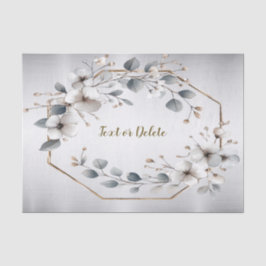 Weißfarbene Blume Golden Frame Silber Aquamarin Seidenpapier