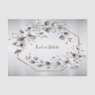 Weißfarbene Blume Golden Frame Silber Aquamarin Seidenpapier