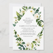 Weißfarbene Blume Rahmen Probe Abendessen Einladung (Vorderseite)