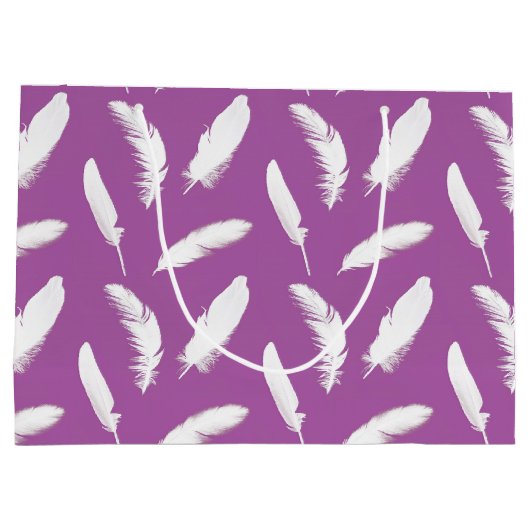 Weißfederdruck auf Amethyst lila Große Geschenktüte (Rückseite)