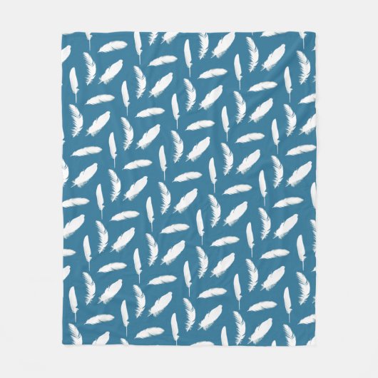 Weißfederdruck auf Denim Blue Fleece Blanket (Vorderseite)