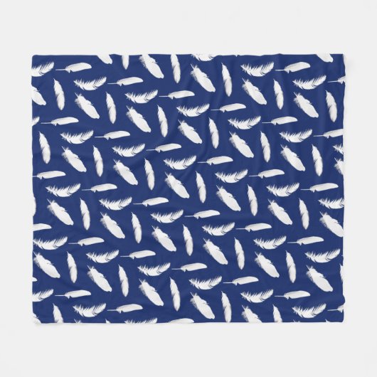 Weißfederdruck auf dunklem Navy Blue Fleecedecke (Vorderseite (Horizontal))