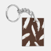 Weißfederdruck auf Schokoladenbraun Schlüsselanhänger (Vorderseite links)