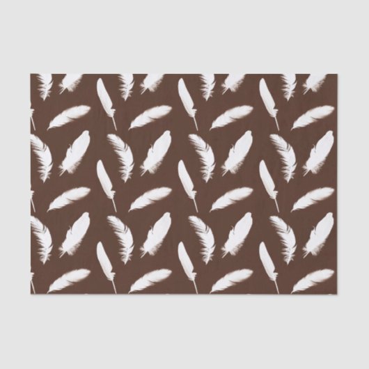 Weißfederdruck auf Schokoladenbraun Seidenpapier (Vorderseite)