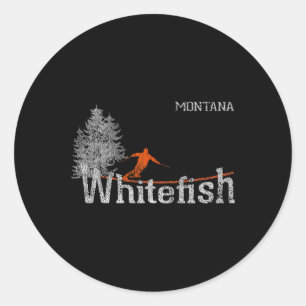 Weißfisch Montana im Stil der 80er Jahre, altes Sk Runder Aufkleber