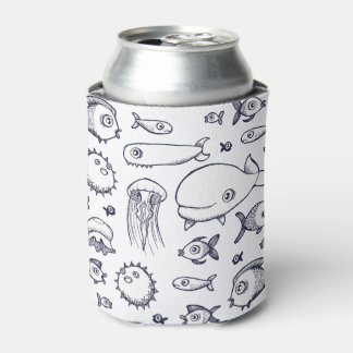 Weißfisch und Seefisch, Zeichnend Stubby Holder Dosenkühler
