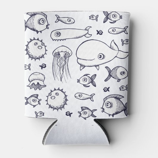 Weißfisch und Seefisch, Zeichnend Stubby Holder Dosenkühler (Vorderseite)
