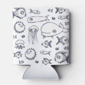 Weißfisch und Seefisch, Zeichnend Stubby Holder Dosenkühler (Rückseite)